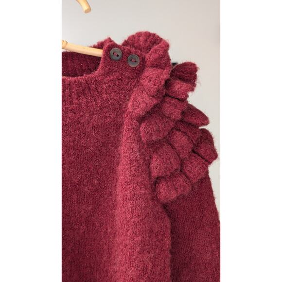 Misha & puff Boucle Ruffle Sweater - Cranberry | 4-5T - Picture 6 of 10